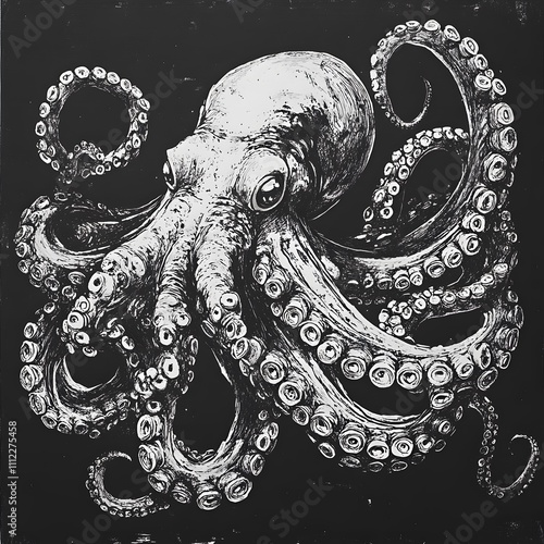 Incredible Commotion of an Octopus, Angry octopus illustration wallpaper photo