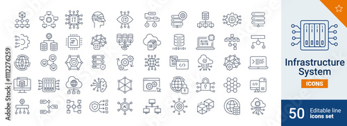 Infrastructure icons Pixel perfect. network, data, control,...	
