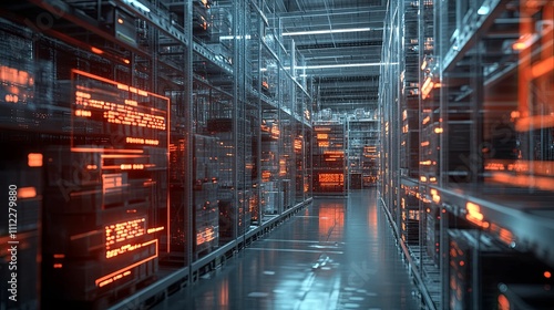 Futuristic Data Center Server Room Aisles Glow