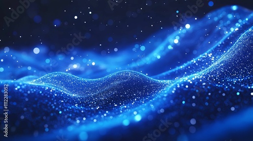 Abstract Blue Particle Wave Background Design