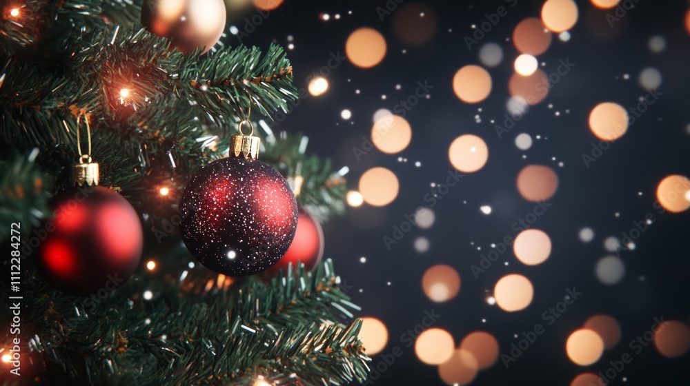 Christmas tree covered in galaxy-themed ornaments deep blue and purple hues Christmas tree covered in galaxy-themed ornaments deep blue and purple hues