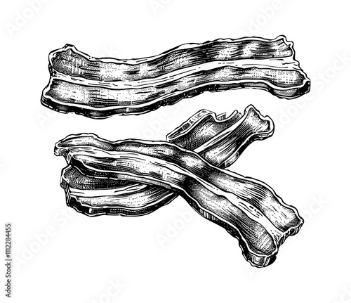 bacon engraving black and white outline