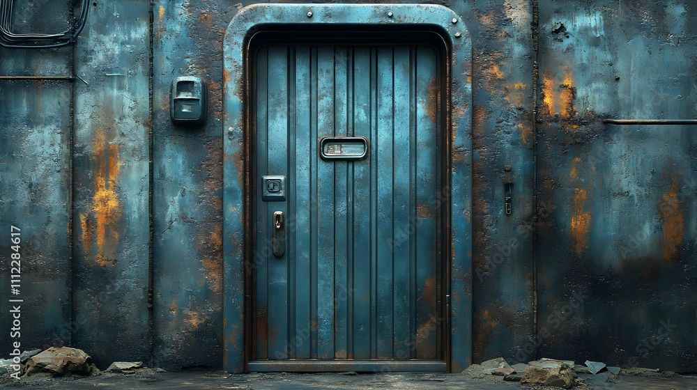 Rusty Metal Door: Urban Decay Textures, Grunge Background, Industrial Setting Rusty Metal Door: Urban Decay Textures, Grunge Background, Industrial Setting