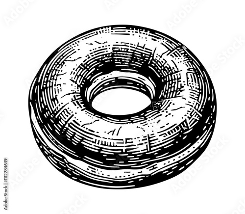 donut engraving black and white outline