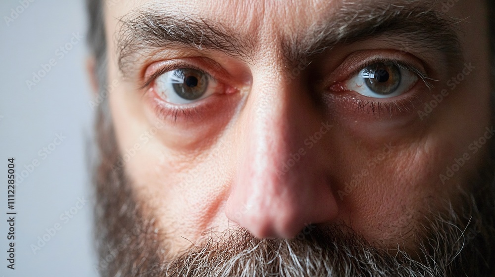 Obraz premium Extreme Close-Up of a Man's Eyes and Beard