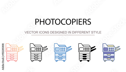Photocopiers icon design with white background stock illustration
