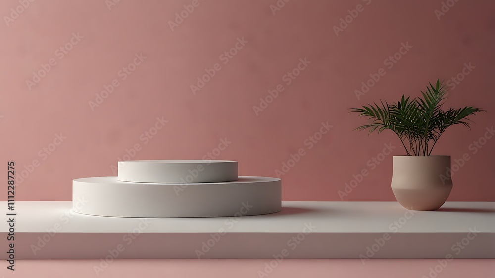 round white podium isolated on pink background round white podium isolated on pink background