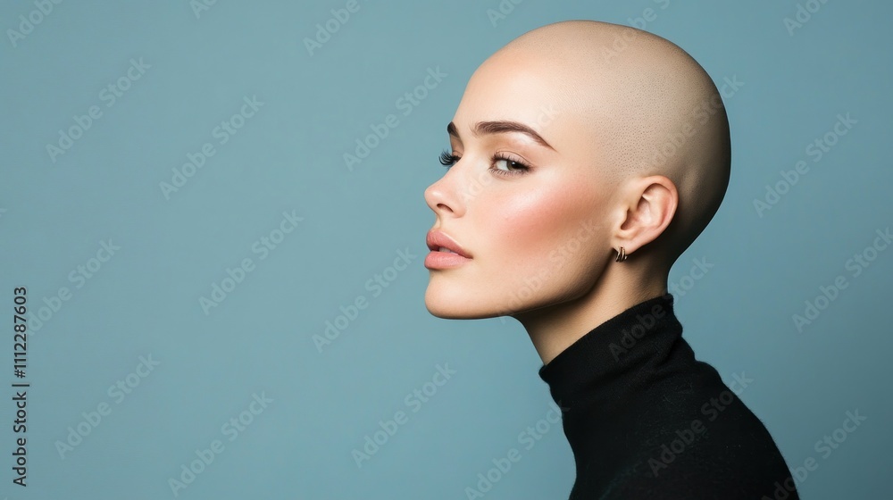 Young woman with shaved head in stylish silhouette. Young woman with shaved head in stylish silhouette.