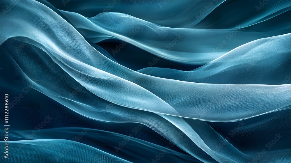 Fototapeta premium Abstract Teal Fabric Draped in Soft Waves