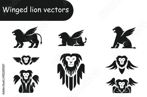 Winged lion vector design  photo