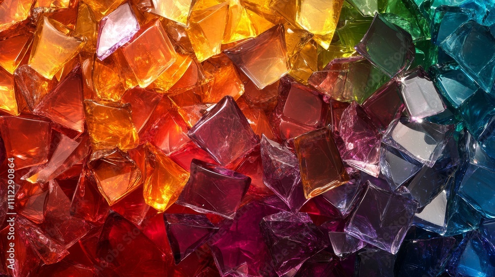 Rainbow Colored Gelatin Cubes Gleaming Brightly Rainbow Colored Gelatin Cubes Gleaming Brightly