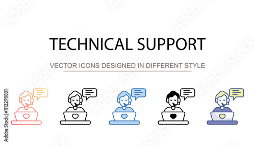Technical Support icon design with white background stock illustration