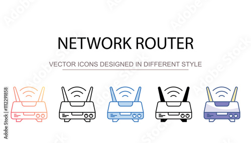 Network Router icon design with white background stock illustration