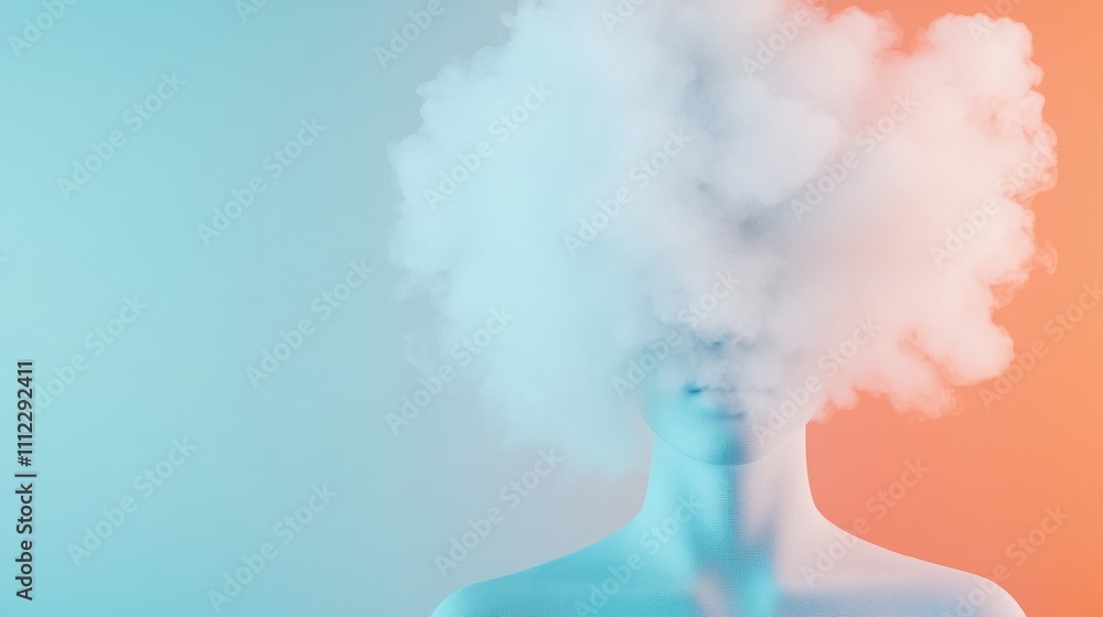 Naklejka premium Minimalist silhouette veiled in gradient mist hues