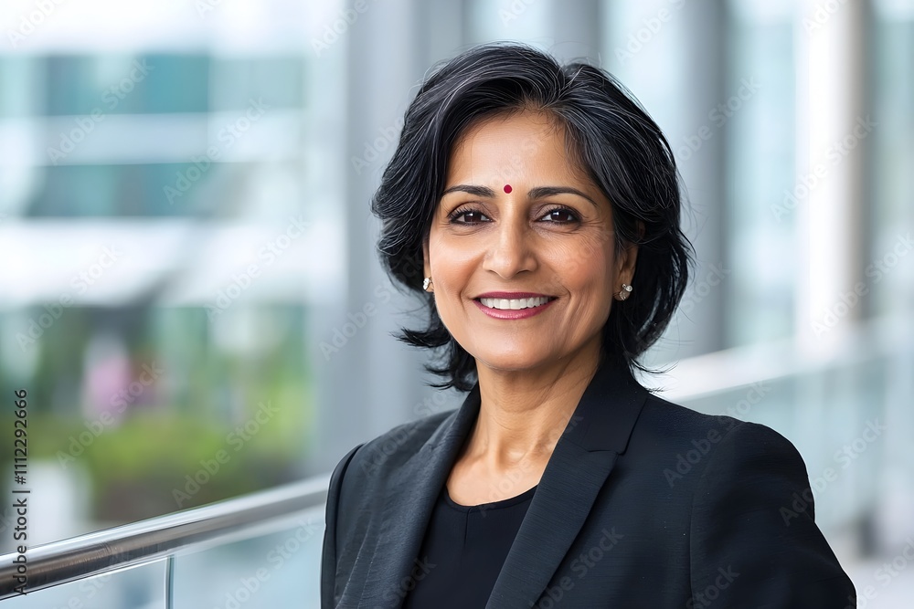 Confident Indian Female Entrepreneur Portrait in Modern Office Setting Confident Indian Female Entrepreneur Portrait in Modern Office Setting
