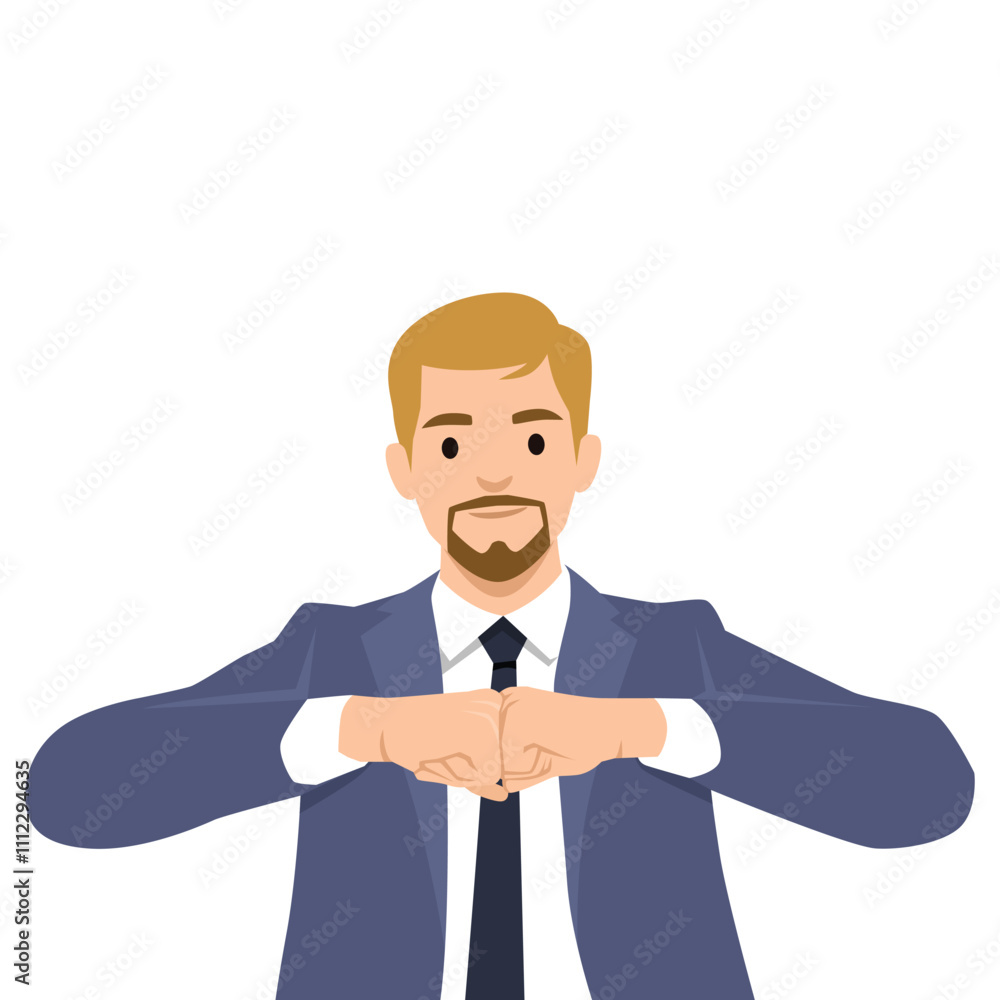 Angry man raised fist and shout expression. Flat vector illustration isolated on white background Angry man raised fist and shout expression. Flat vector illustration isolated on white background