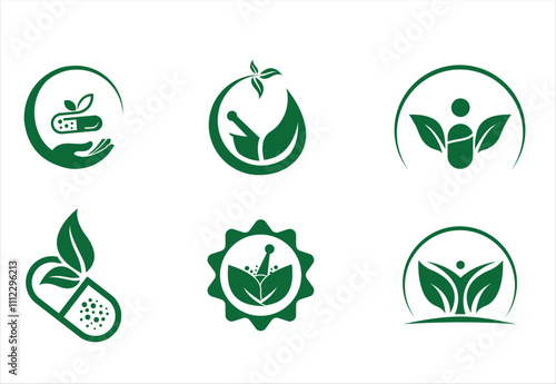 Nature Health Logo Design, Medical Team Health clinic logo design template