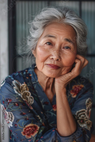 portrait of an elderly beautiful woman Generative AI