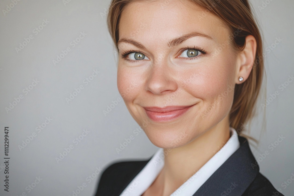 Professional woman smiling against a neutral background Professional woman smiling against a neutral background