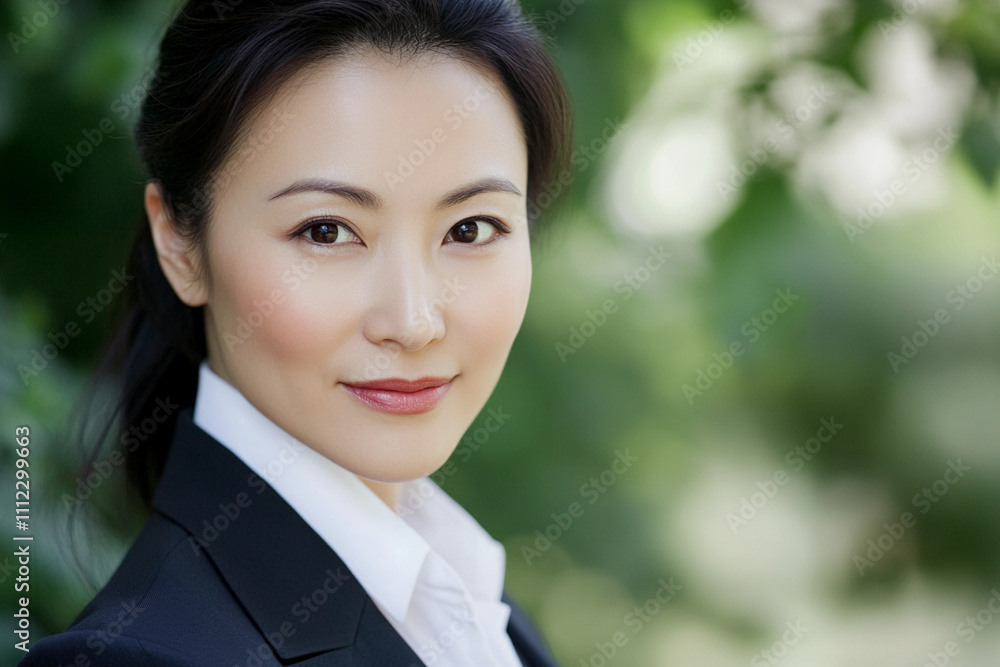 Confident businesswoman outdoors in professional attire Confident businesswoman outdoors in professional attire