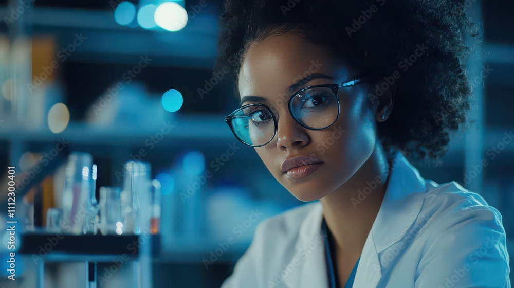 Focused Scientist in Laboratory Setting Focused Scientist in Laboratory Setting