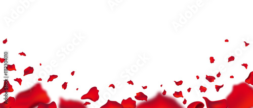A festive scene of red rose petals raining through the air, symbolizing love and elegance, perfect for weddings and holiday decorations.