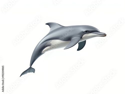 dolphin in the air with a white background.