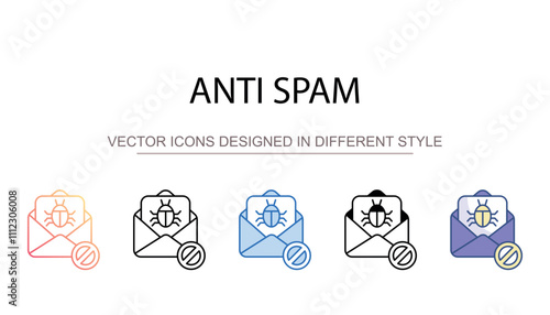 Anti Spam icon design with white background stock illustration