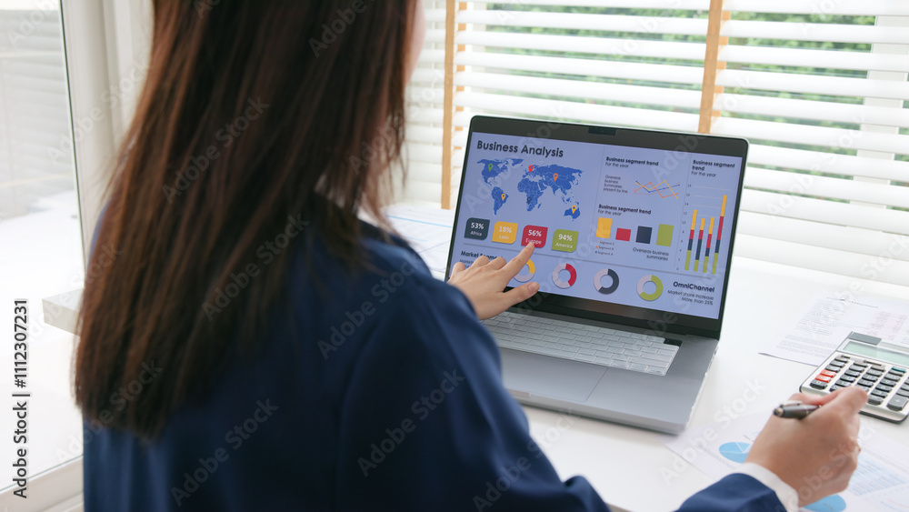 Asia woman expert people AI deep tech talent working on project predict sales insight SEO graph chart plan visual big data science report center BI smart tools screen. Office worker asian analyst job.