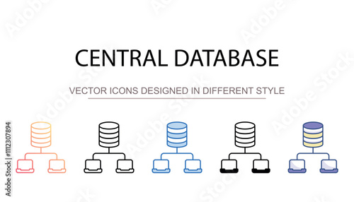 Central Database icon design with white background stock illustration