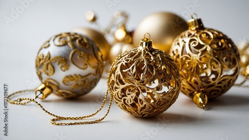 golden christmas balls