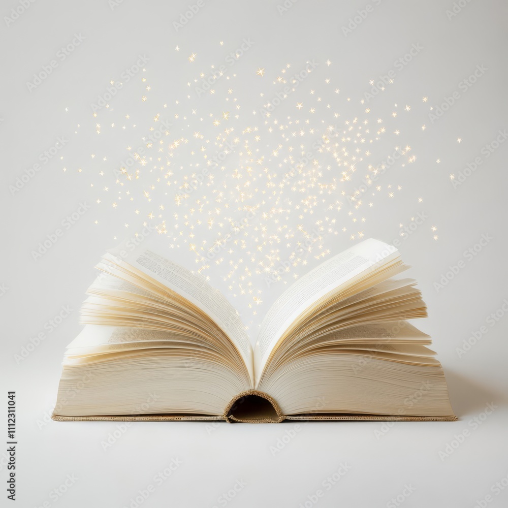 Open book with magical golden sparkles. Open book with magical golden sparkles.