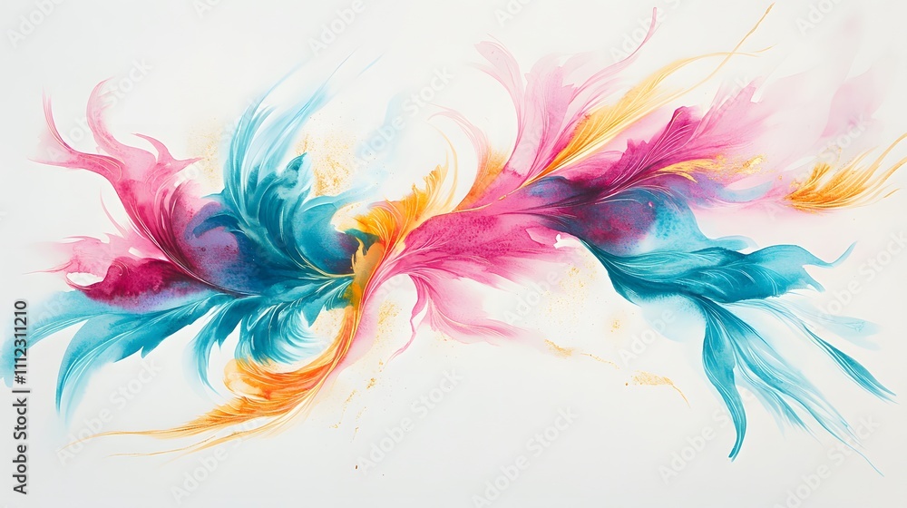 Obraz premium Abstract Colorful Fluid Art Painting of Flowing Feathers