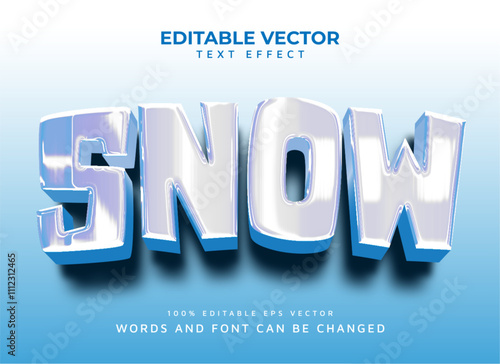 Snow Bold Vector Editable Text Effect, 3d text effect
