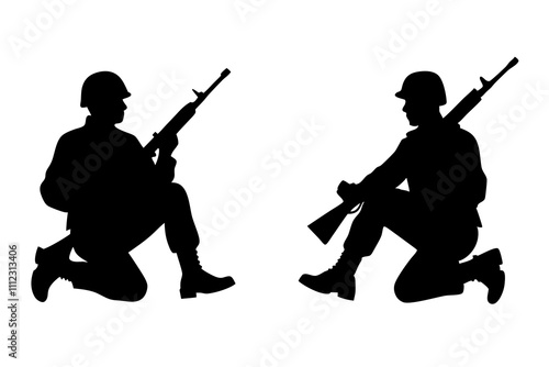 army soldier silhouettes vector illustration.