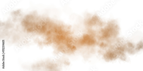 Sandy-smoke clouds with dust and fine particles. PNG Dune, sand storm, clusters of powder. Realistic vector illustration of desert storm - flying saw dust with small dirt particles under the influence