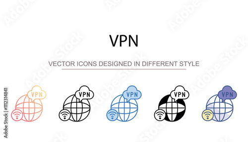 VPN icon design with white background stock illustration