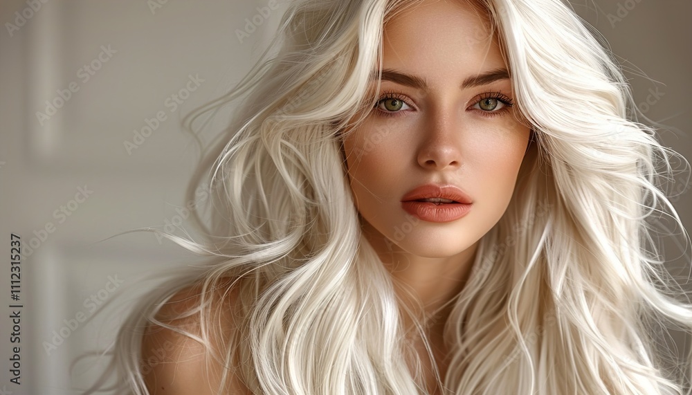 Fototapeta premium Stylish hair wig with trendy design isolated on background,