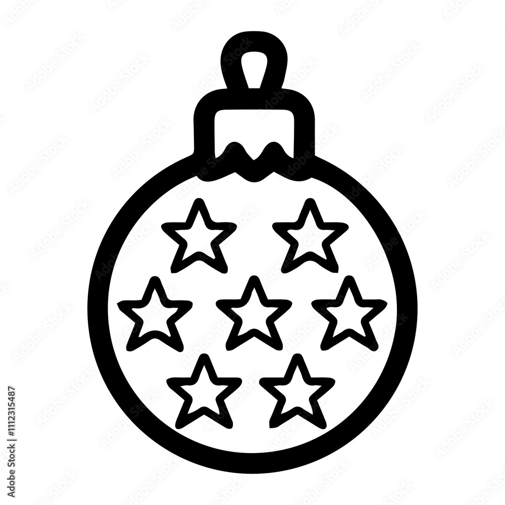 Obraz premium Holiday ornament vector illustration in black and white, isolated against a clean white background. Perfect for festive design projects, decorations, or seasonal themes in minimalist styles