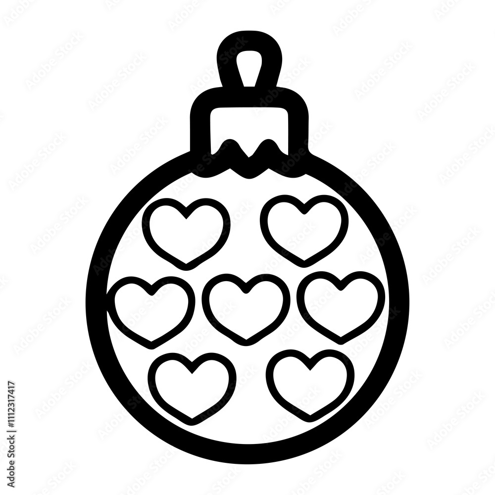 Fototapeta premium Holiday ornament vector illustration in black and white, isolated against a clean white background. Perfect for festive design projects, decorations, or seasonal themes in minimalist styles