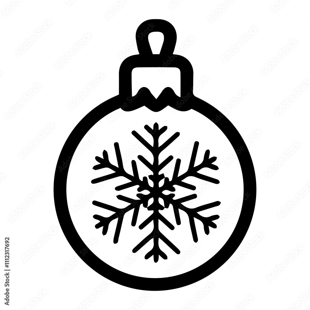 Fototapeta premium Holiday ornament vector illustration in black and white, isolated against a clean white background. Perfect for festive design projects, decorations, or seasonal themes in minimalist styles