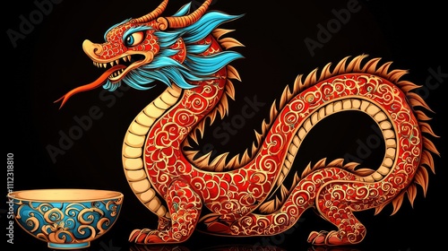 Wallpaper Mural Majestic red dragon art fantasy world digital illustration dark background vibrant colors mythical concept for seo enhancement Torontodigital.ca