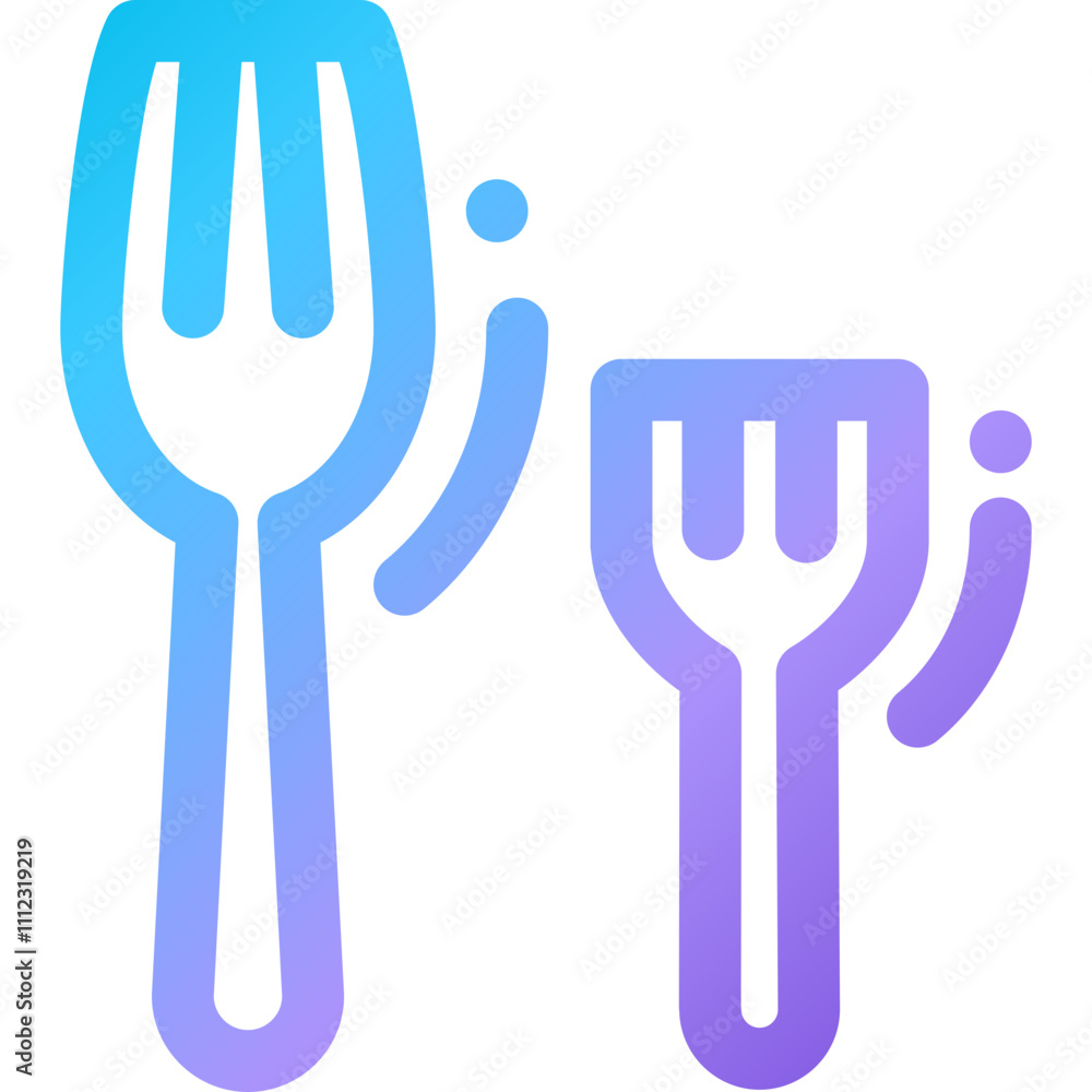 Fototapeta premium Colorful fork icons representing dining utensils suitable for packaging design and food-related branding projects