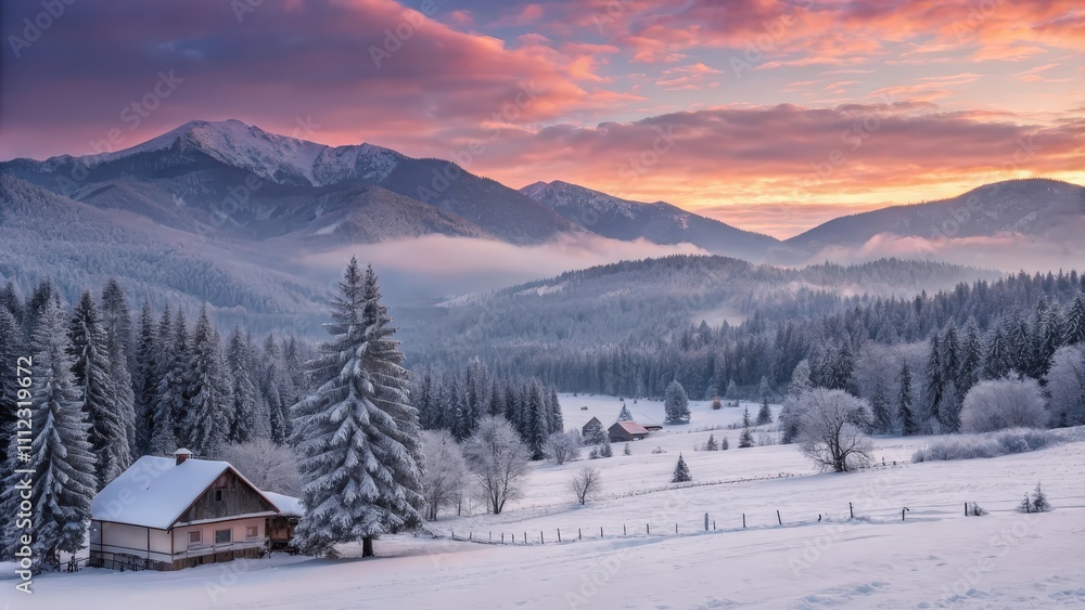 Fototapeta premium Winter Wonderland at Sunrise