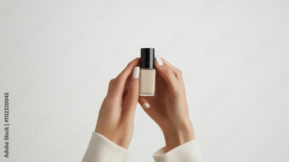 Young Woman hands hold Neutral color nail polish bottles,Creative flat lay of fashion bright nail polishes,Minimal style,Nude tones color,Beauty blogger concept,beauty,fashion,Copy space. Young Woman hands hold Neutral color nail polish bottles,Creative flat lay of fashion bright nail polishes,Minimal style,Nude tones color,Beauty blogger concept,beauty,fashion,Copy space.