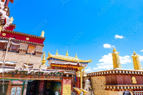 Most beautiful Buddhist Tibetan Monastery in Shangri-La, the Songzanlin Monastery or the little Potala Palace in China photo