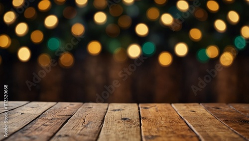 Empty wooden table top with blurred bokeh background for product placement. Product background
