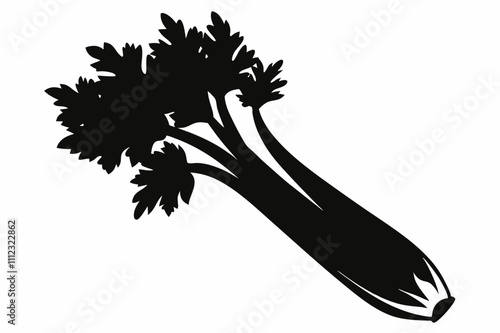 celery silhouette vector illustration,Celery icon. Celery is a biennial plant from the umbrella family. Delicious and healthy food. Vector illustration isolated on a white background for design.