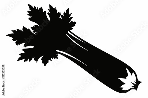 celery silhouette vector illustration,Celery icon. Celery is a biennial plant from the umbrella family. Delicious and healthy food. Vector illustration isolated on a white background for design.