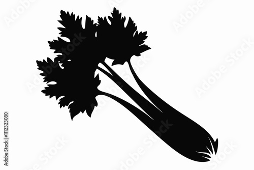 celery silhouette vector illustration,Celery icon. Celery is a biennial plant from the umbrella family. Delicious and healthy food. Vector illustration isolated on a white background for design.